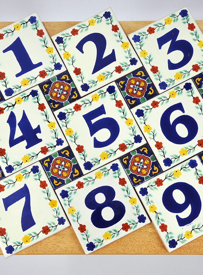 Talavera Number Tiles 4x4"