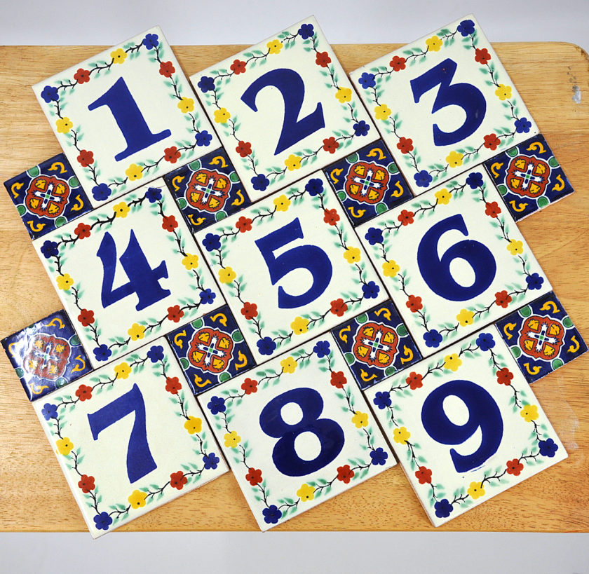 Talavera Number Tiles 4x4"